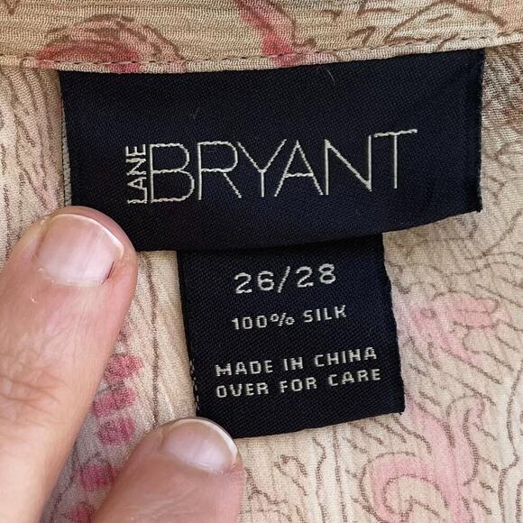 VTG Lane Bryant Sheer Silk Paisley Collared Tunic Cover Up Gauzy Ruched 26/28 - Picture 8 of 11